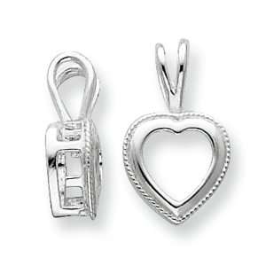  Sterling Silver Heart 4.0mm Rope Frame Back Set Fixed Bail 