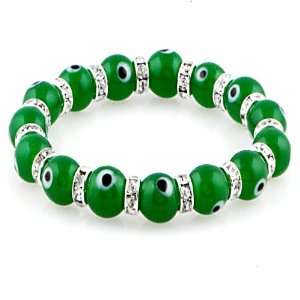 Vishal Jewelry 10mm Glass Eye Beads Translucent Green Swarovski Evil 