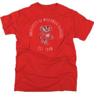 Wisconsin Badgers Red Retro Mascot Rampage T Shirt  Sports 