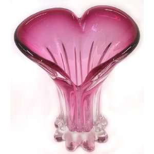   Blown Cranberry Art Glass From Italy with Sticker C17