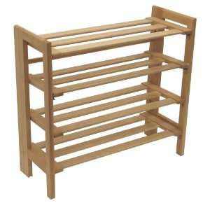    Winsome Wood Foldable 4 Tier Shoe Rack, Natural