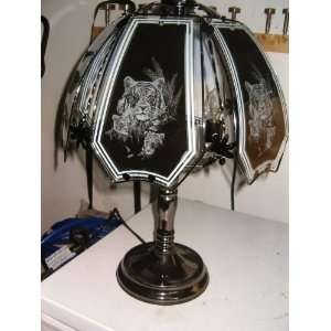  Tiger Design Touch Lamp with Pewter Base