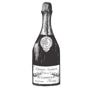  Vintage Champagne Bottle rubber stamp Arts, Crafts 