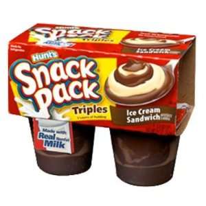Hunts Snack Pack Triples Ice Cream Sandwich Pudding Cups   12 Pack 