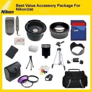  Accessory Package For Nikon D90 includes 8GB Hi Speed Error Free 