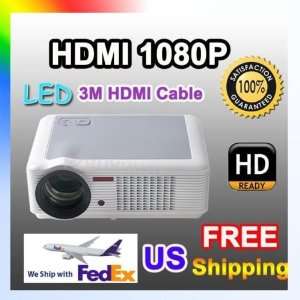 LED 1080p Hd Projector Lumens 2000 Hdmi Home Theater 16?9 WII Ps3 DVD 