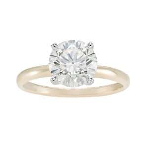Certified 14k Yellow Gold Classic Round Cut Engagement Ring (2.0 cttw 