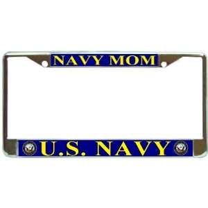  US Navy Mom Chrome Blue Metal License Plate Frame Holder 