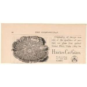 1892 Hawkes Cut Glass Dish Trade Mark Print Ad (49135)  