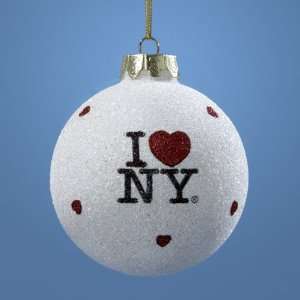 Club Pack of 12 I Love NY Glass Ball Christmas Ornaments 3.25 (80mm 