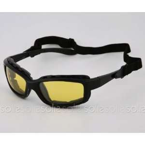 Eye Candy Eyewear   Black Frame Goggle Sunglasses with Yellow Lenses 