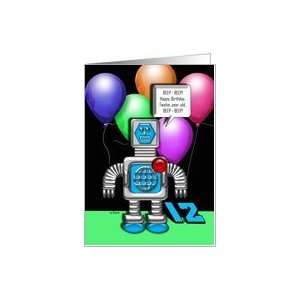  Happy Birthday Robot 12 Years Card Toys & Games