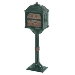 Gaines Mailboxes Green with Antique Brass Classic Pedestal Mailbox