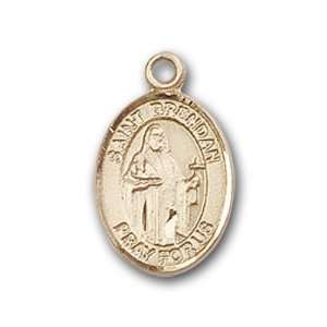  14kt Gold Baby Child or Lapel Badge Medal with St. Brendan 
