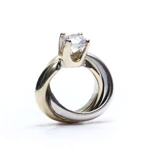 Novobeads Engagement Ring Charm Bead in Sterling Silver and 14Kt Gold 