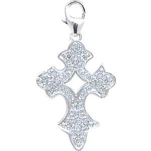   WG 1/10ct HIJ Diamond Cross Spring Ring Charm Arts, Crafts & Sewing