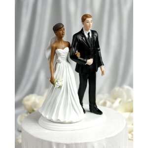  African American Bride with Caucasian Groom Cake Topper 