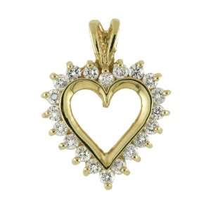   Yellow Gold 0.25 Carat Diamond Heart Pendant with 18 Chain Jewelry