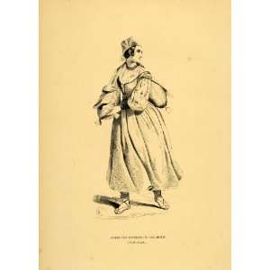  1844 Engraving Costume Dress Spanish Woman Valladolid 
