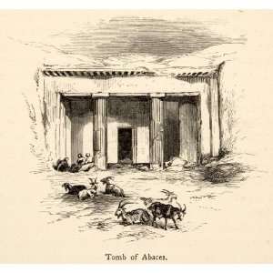  1864 Wood Engraving Goats Ancient Egypt Tomb Abaces Column 