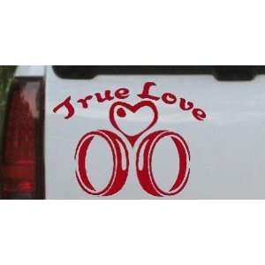 Red 26in X 19.5in    True Love Wedding Rings Heart Car Window Wall 