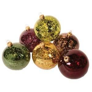  Caspari 3 Inch Mouth Blown Mercury Glass Ball Ornaments 
