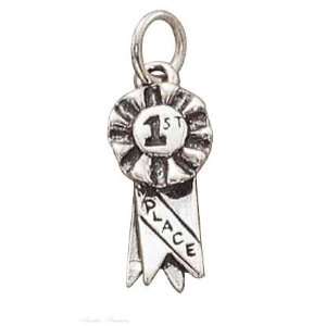  Sterling Silver 3D 1st Place Ribbon Charm Jewelry