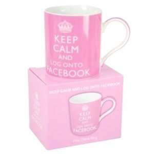  Keep Calm and Log Onto Facebook Pink Fine China Mug Boxed 