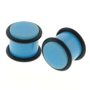 Light Blue Neon Plugs with Double O Rings   3/4 (19 mm)   Sold as a 