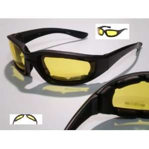  YELLOW LENS Motorcycle Foam Glasses Googles Choppers Night 