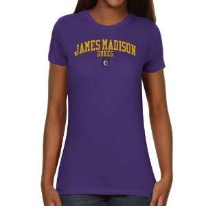 James Madison Dukes Ladies Team Arch Slim Fit T Shirt   Purple  