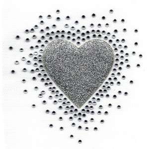   Silver Glitter w/Rhinestuds/Iron On Transfer/Valentine, Hearts, Love