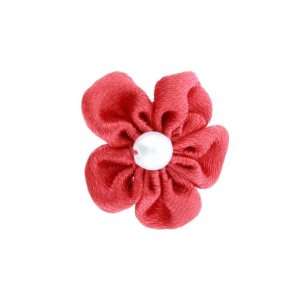  1 Flower with Pearl Bead in Red   10 Pieces Everything 