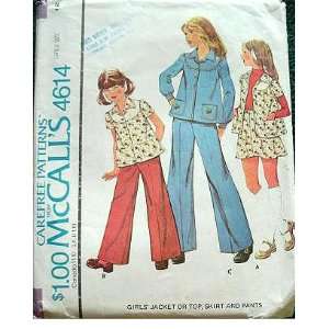 GIRLS JACKET OR TOP, SKIRT AND PANTS SIZE GIRLS 12   MCCALLS CAREFREE 