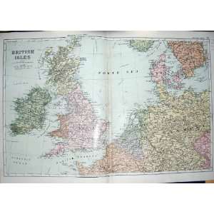    BACON MAP 1894 BRITISH ISLES IRELAND GERMANY FRANCE