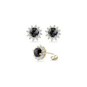  3.76 4.44 Cts Black & White Diamond Cluster Stud Earrings 