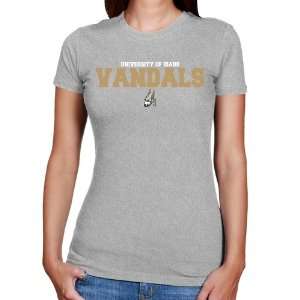  Idaho Vandals Ladies Ash University Name Slim Fit T shirt 