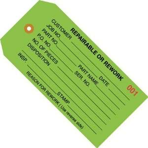  4 3/4 x 2 3/8   Repairable or Rework Inspection Tags 