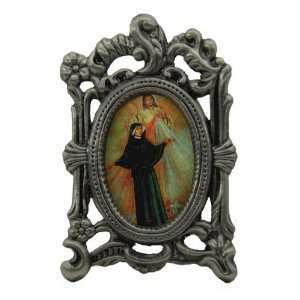  St. Faustina in Mini Oval Pewter Frame (CU MOPF BF2)