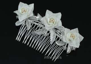 Bridal Ivory Flower Satin Girl / Bride Hair Comb T1419  