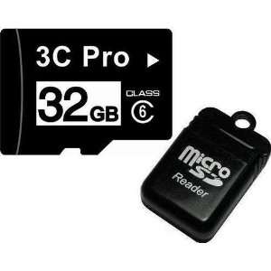 3C Pro 32GB Class 6 MicroSD Card 32G C6 MicroSDHC SDHC with SD Adapter 