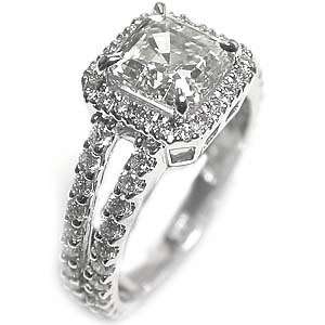 anillo de compromiso vintage diamante de corte 3.03ct HVS1 Asscher