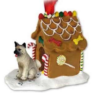  Grey Akita Gingerbread House Christmas Ornament