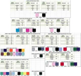 Size Color Charts items in Coastal T Shirt Shack 