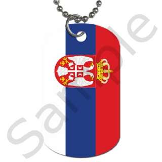 SERBIA SERBIAN SERB FLAG DOG TAG NECKLACE  