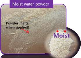   miraculous powder melting when applied moistly soaked powder without