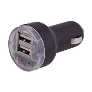   Compass Dual 2 USB Ports Car Charger For iPhone 4G 3G iPad 1/2/3 Black
