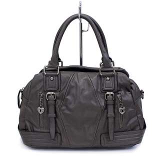 Leatherette Faux Leather Tote Shoulder Handbag Fashion Bag Taupe Dark 