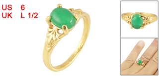 Green Fade Jade Decor Gold Tone Finger Ring US 6 for Lady  