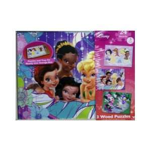 Disney 3 Set Real Wood Puzzle Mickey Minnie, Princess, Tinkerbell 